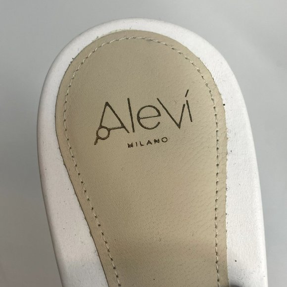 ALEVI Milano White Leather Mesh Slingback Stiletto Heels - IT 38.5, US 8.5 - Picture 8 of 12